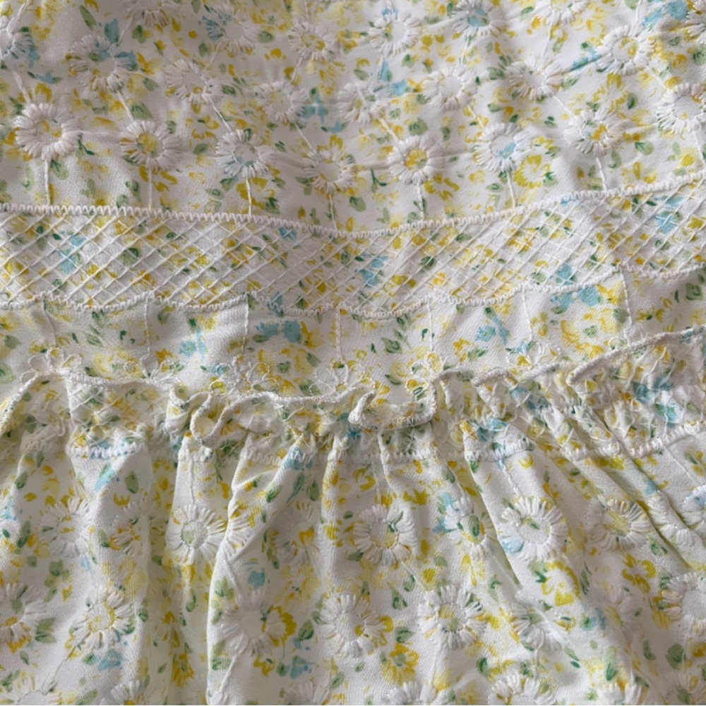 Just Me Yellow and Green Floral Wide Collar Dress - Picture 6 of 8